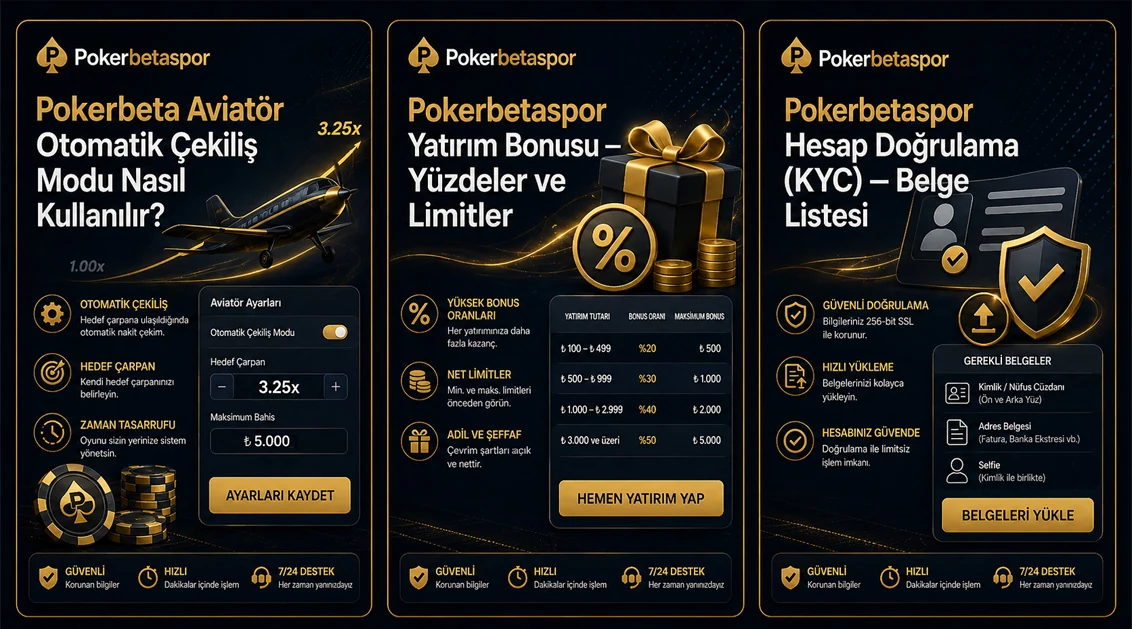 Pokerbetaspor Aviatör Otomatik Çekiliş, Yatırım Bonusu Tablosu ve KYC Doğrulama